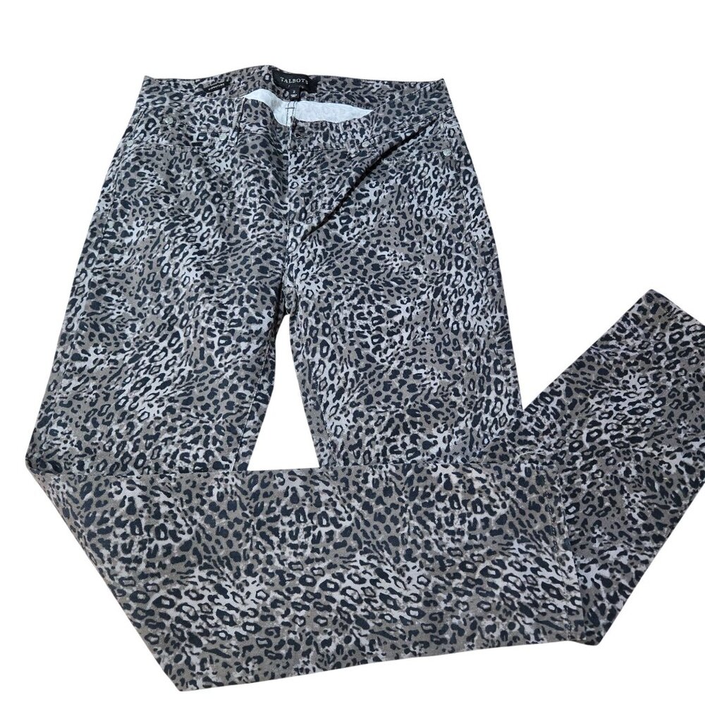 Talbots Signature Leopard Print Slim Pants Womens Size 2 Cotton Blend